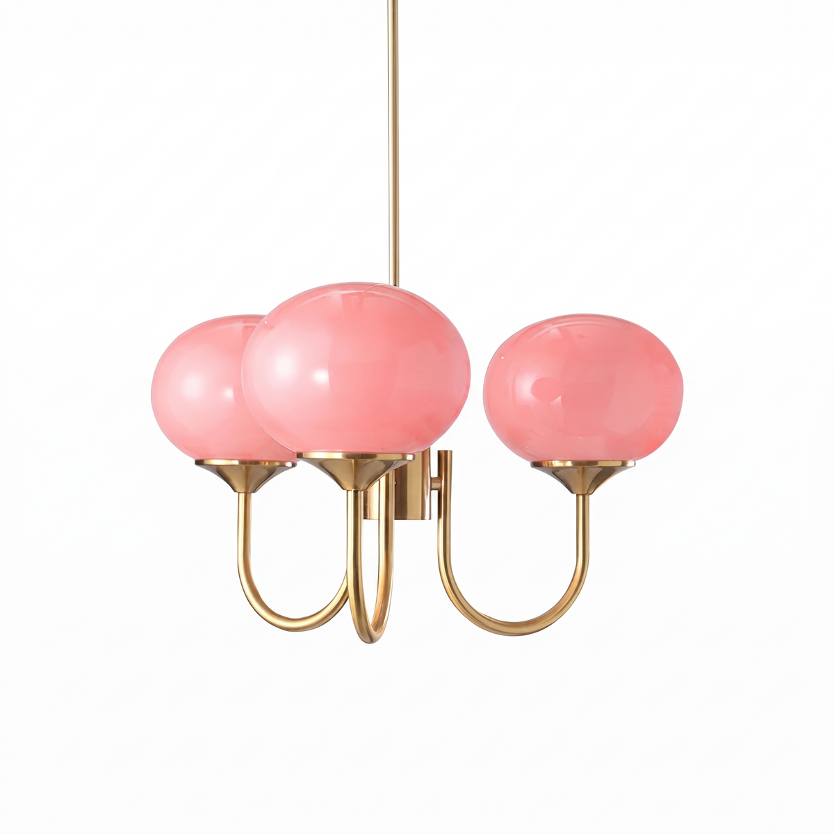 Bianca gold blown glass globe chandelier on a white background