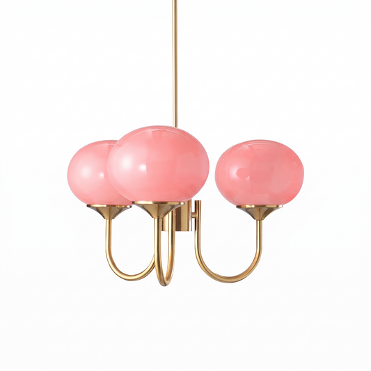 Bianca gold blown glass globe chandelier on a white background