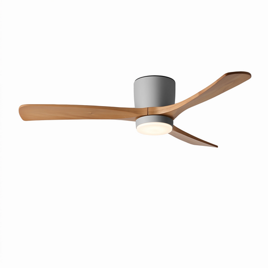 Sylva solid wood blade ceiling fan light on a white background