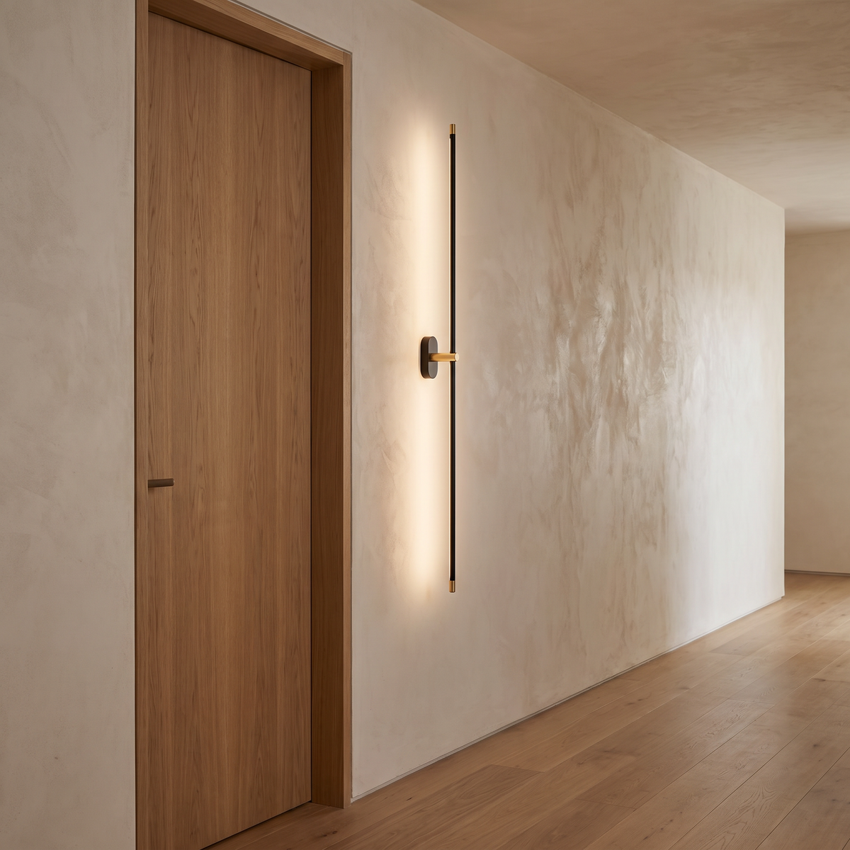 Lineo wall light mounted vertically beside a doorway