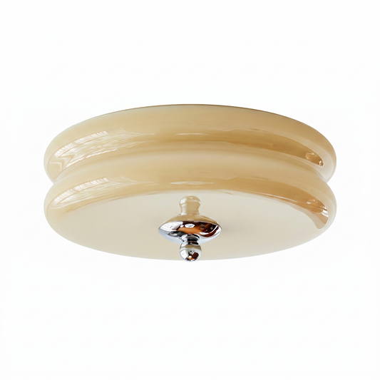 Gatsby ribbed glass art deco flush mount on a white background
