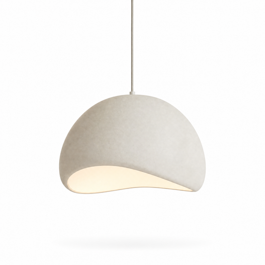 Nubia Cloud Pendant Light, textured plaster dome, white background
